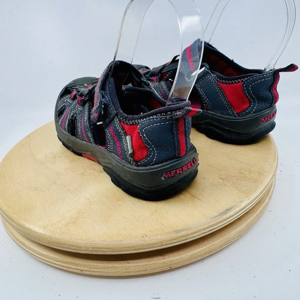 Merrell Hydro Sport Hiker Sandals Kids 13 Black Red Water Shoes Leather